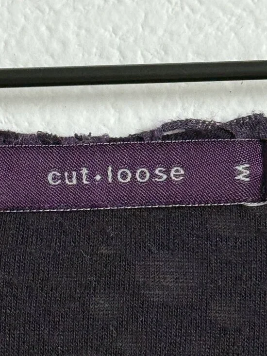 Cut Loose Purple Textured Holes Knit Asymmetrical Tunic Top Lagenlook Made USA M - Picture 7 of 8